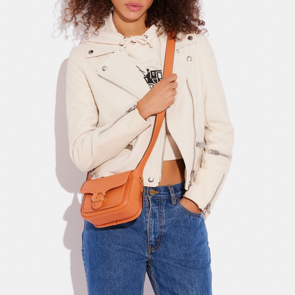 COACH®,Tabby Messenger 19,Calfskin Leather,Leather,Crossbody,Logo,Adjustable,Brass,Casual,Brown,Detail View