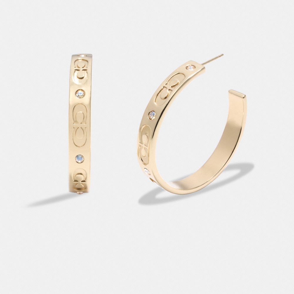 COACH®,Signature Hoop Earrings,,Front View