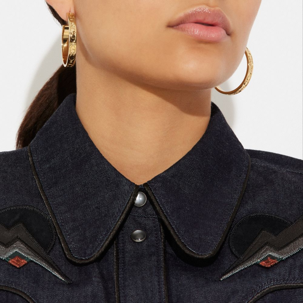 COACH®,Signature Hoop Earrings,,Detail View