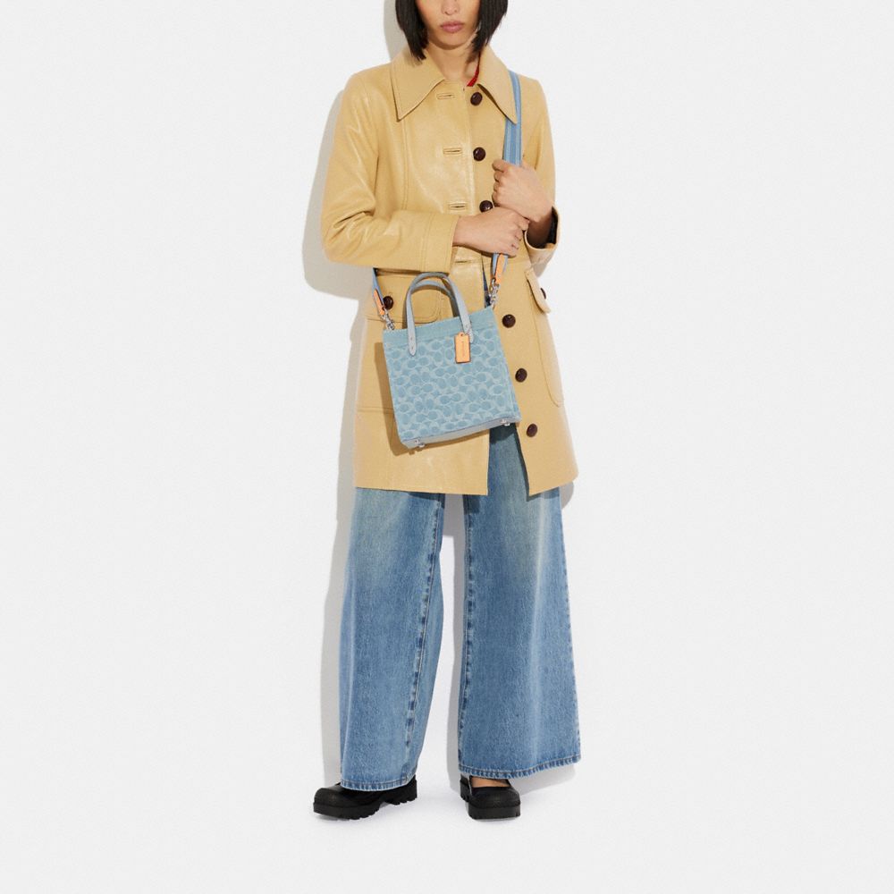 COACH®,Field Tote 22 In Signature Denim,,Detail View