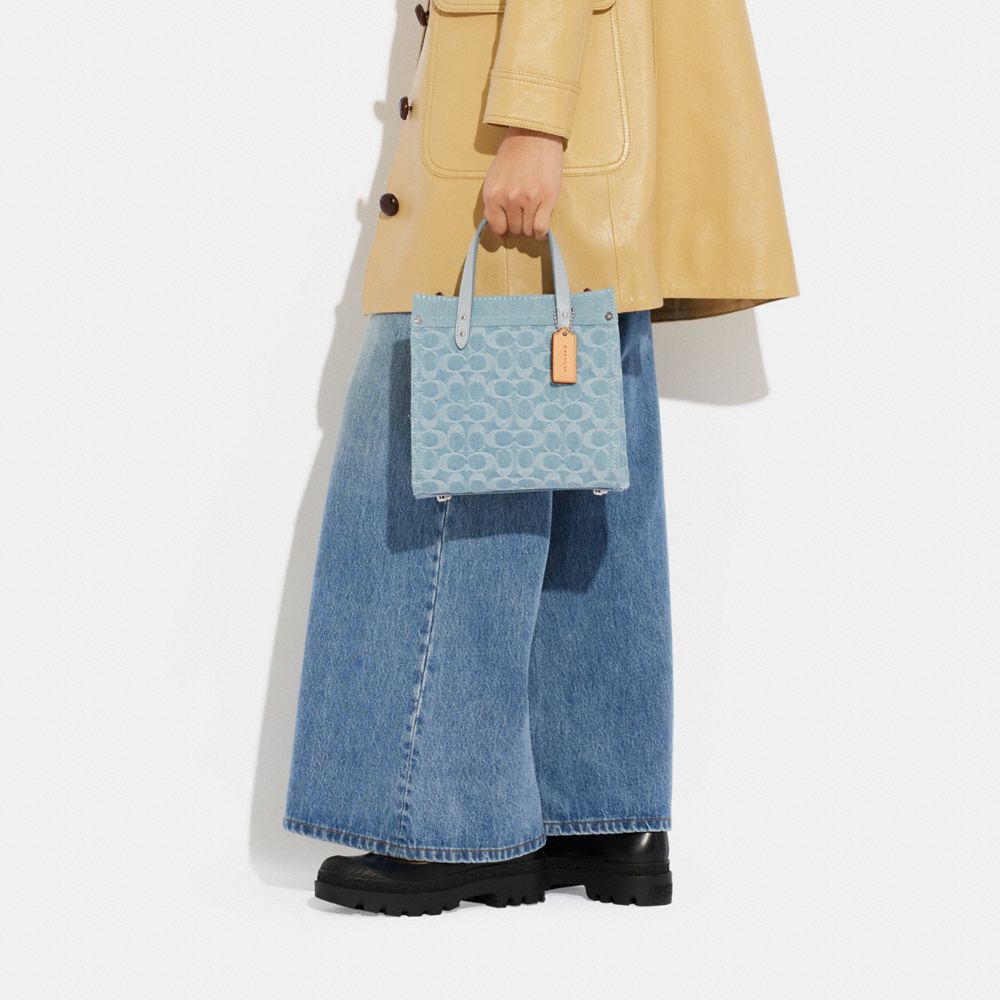 COACH®,Field Tote 22 In Signature Denim,,Detail View