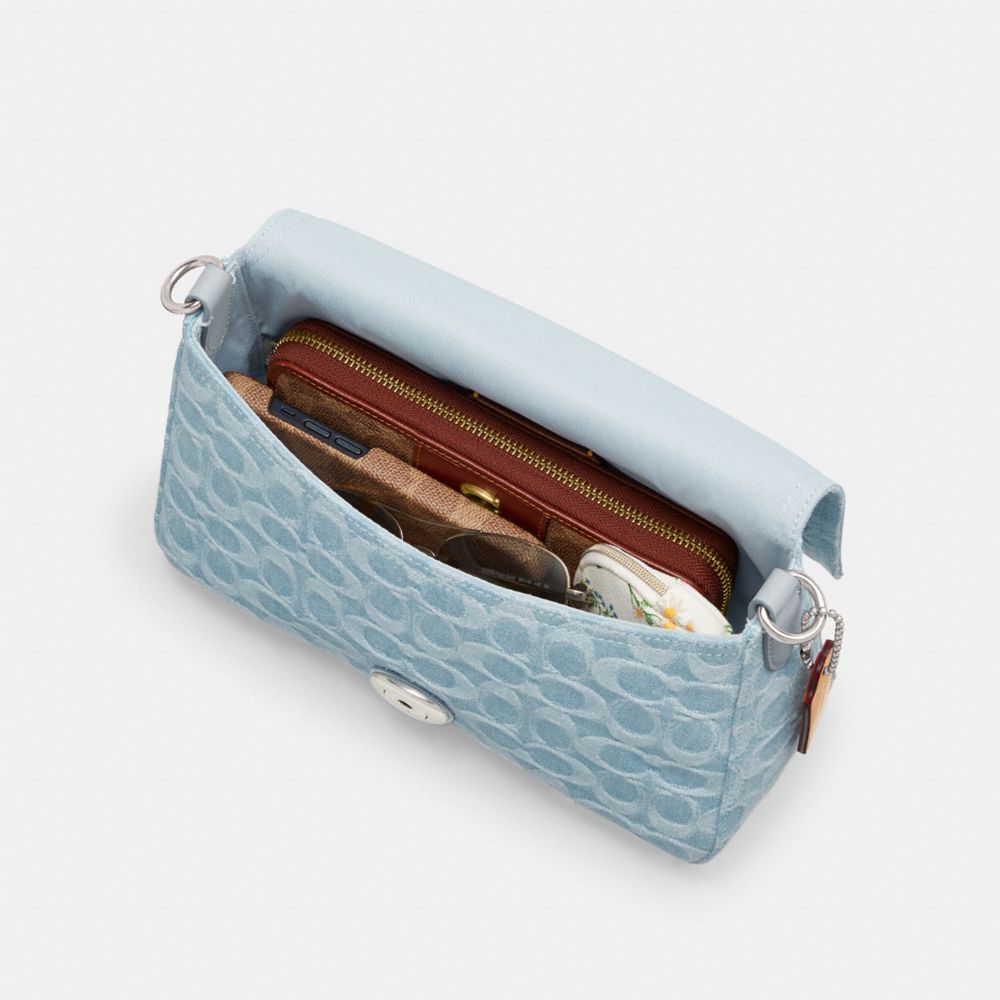 COACH®,Soft Tabby Shoulder Bag In Signature Denim,,Inside View, Top View