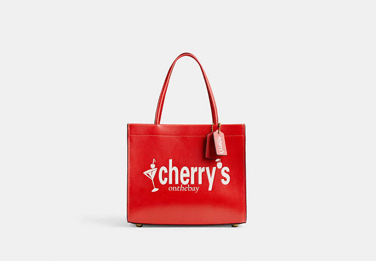 COACH®,CASHIN CARRY 22 WITH FIRE ISLAND GRAPHICS,Glovetanned Leather,Medium,Cherrys,Front View