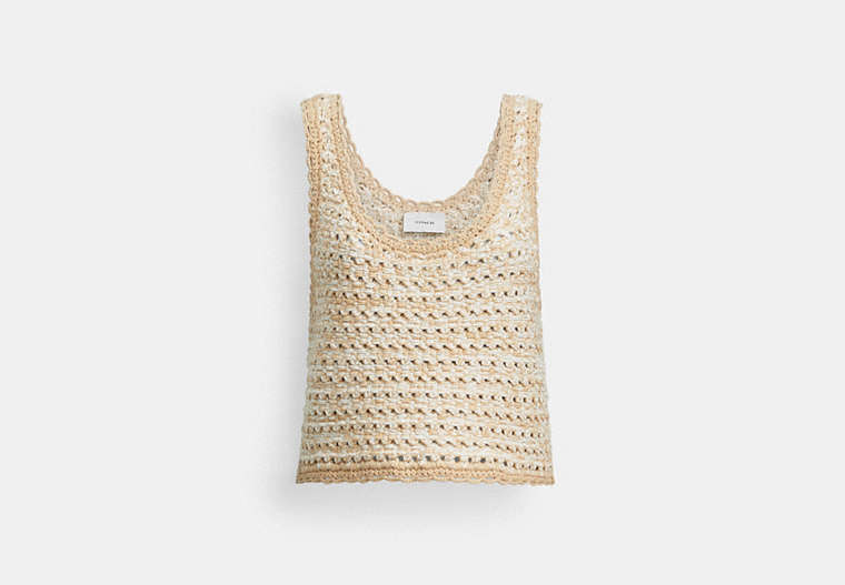 COACH®,NEUTRAL KNIT TANK,Cotton/Polyester,Neutral,Front View