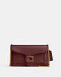 COACH®,TABBY CHAIN CLUTCH WITH BRAID,Polished Pebble Leather,Mini,Brass/Wine,Front View