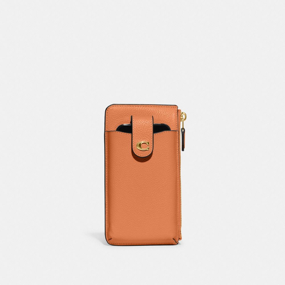COACH®,ESSENTIAL PHONE WALLET,Brass/Faded Orange,Front View