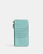 COACH®,ESSENTIAL PHONE WALLET,Polished Pebble Leather,Small,Silver/Faded Blue,Back View