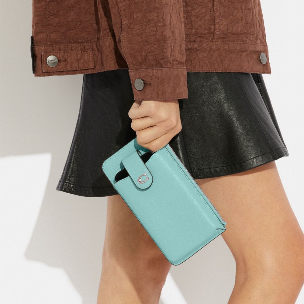 COACH®,Essential Phone Wallet,Leather,Clutch,Metal,Logo,Casual,,Detail View
