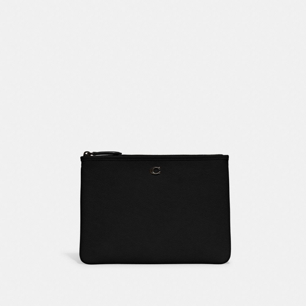 COACH®,ESSENTIAL POUCH 28,Pewter/Black,Front View