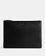 COACH®,ESSENTIAL POUCH 33,Polished Pebble Leather,Pewter/Black,Front View