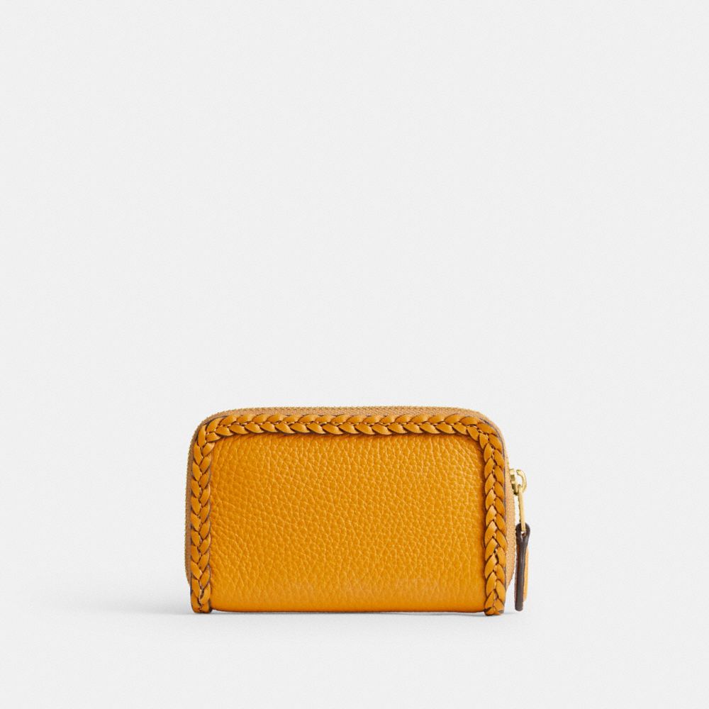 COACH®,スモール ジップ アラウンド カード ケース・ブレイド,カードケース/定期入れ/名刺入れ,ﾌﾞﾗｽ/ﾊﾞﾀｰｶｯﾌﾟ