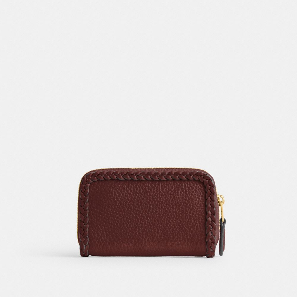 COACH®,スモール ジップ アラウンド カード ケース・ブレイド,カードケース/定期入れ/名刺入れ,ﾌﾞﾗｽ/ﾜｲﾝ