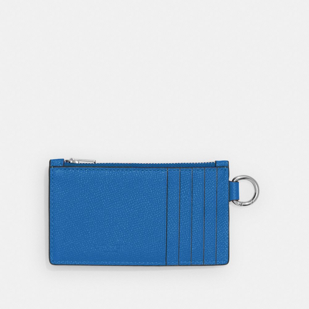 COACH®,ZIP CARD CASE,Crossgrain Leather,Blueberry,Back View