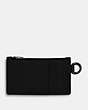 COACH®,ZIP CARD CASE,Crossgrain Leather,Mini,Black,Back View