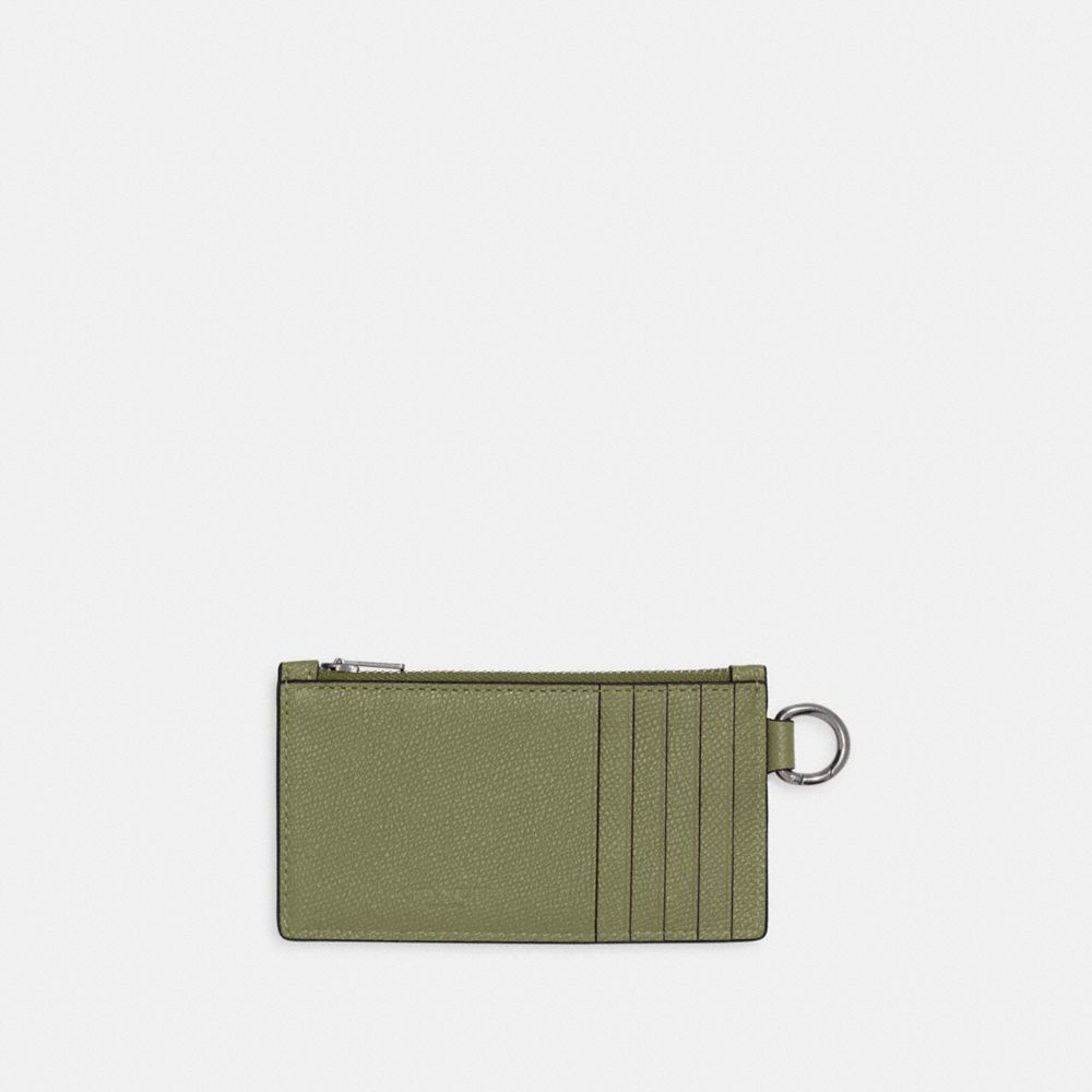 COACH®,Zip Card Case,Leather,Card Case,Logo,Casual,Olive,Back View