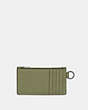 COACH®,ZIP CARD CASE,Crossgrain Leather,Mini,Moss,Back View