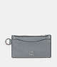 COACH®,ZIP CARD CASE,Crossgrain Leather,Grey Blue,Front View