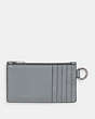 COACH®,ZIP CARD CASE,Crossgrain Leather,Grey Blue,Back View