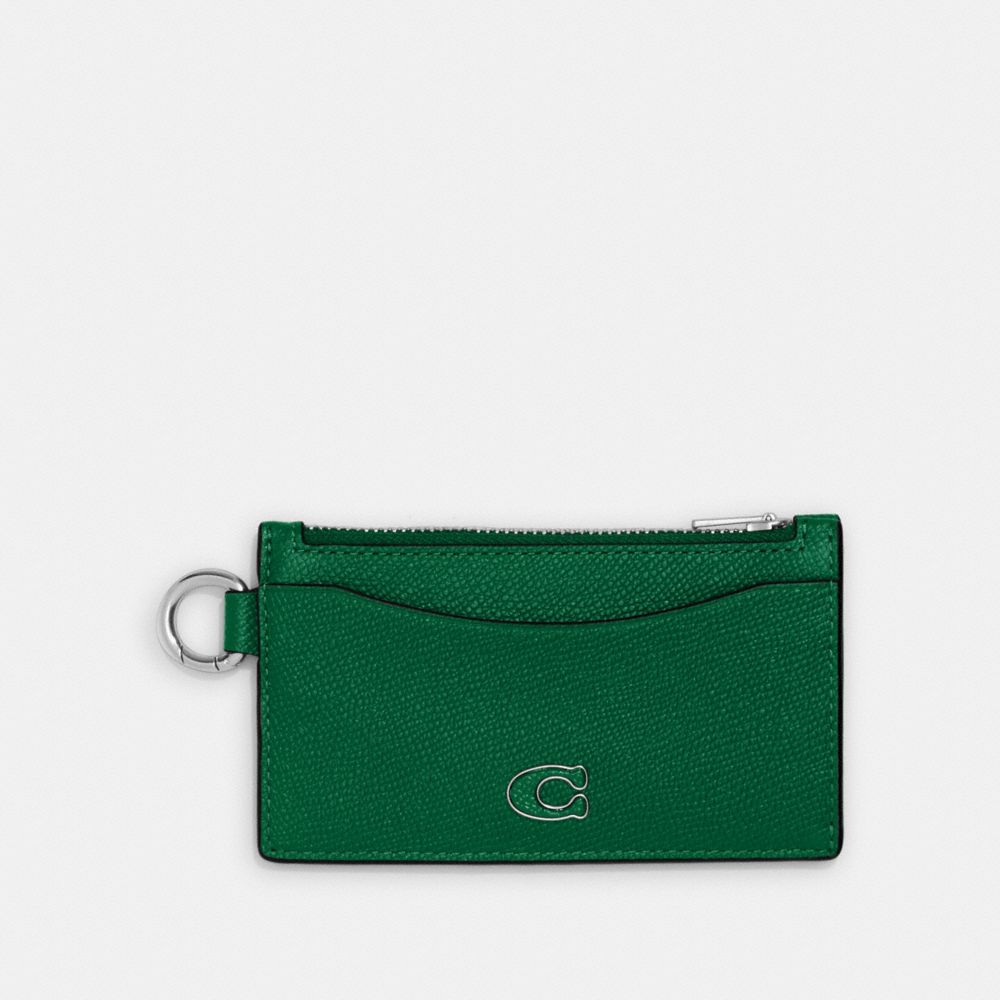 COACH Crossgrain Leather Zip Around Card Case