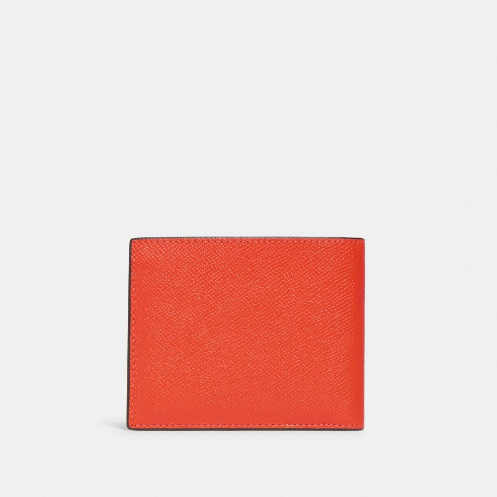 COACH®,3 In 1 Wallet With Signature Canvas Interior,Leather,Canvas,Bi Fold,Logo,Casual,,Back View