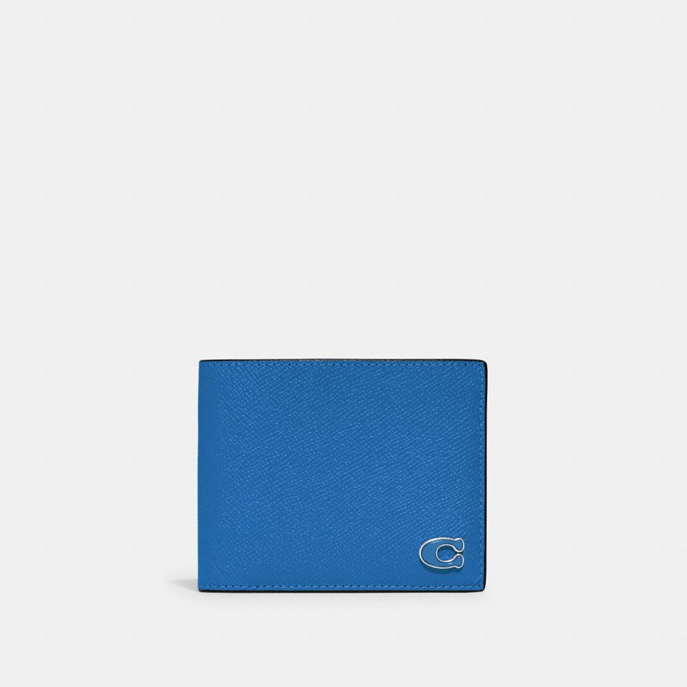 COACH®,3-IN-1 WALLET WITH SIGNATURE CANVAS INTERIOR,Crossgrain Leather,Mini,Blueberry,Front View