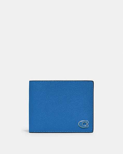 COACH®,3-IN-1 WALLET WITH SIGNATURE CANVAS INTERIOR,Crossgrain Leather,Mini,Blueberry,Front View