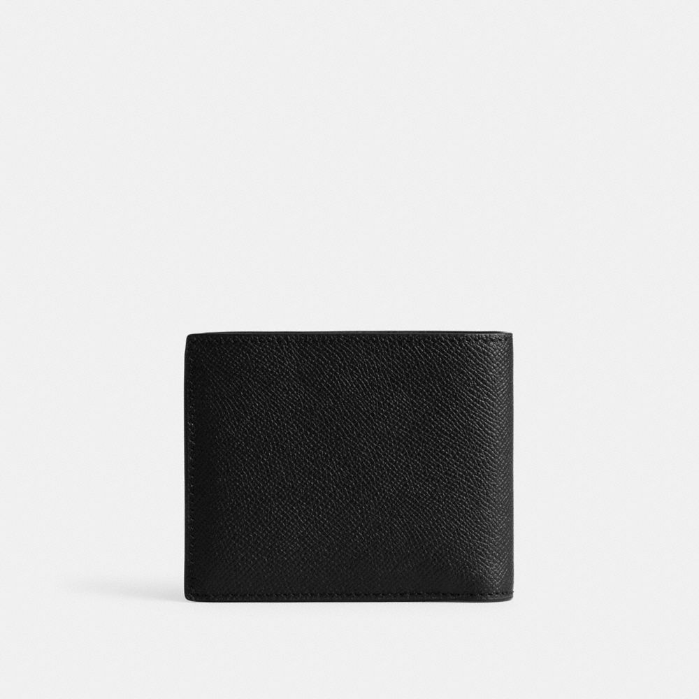 COACH®,3-IN-1 WALLET WITH SIGNATURE CANVAS INTERIOR,Crossgrain Leather,Mini,Black,Back View