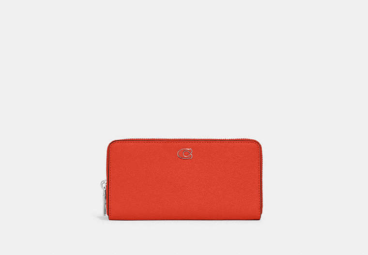 COACH®,ACCORDION WALLET WITH SIGNATURE CANVAS INTERIOR,Crossgrain Leather,Mini,Sun Orange,Front View