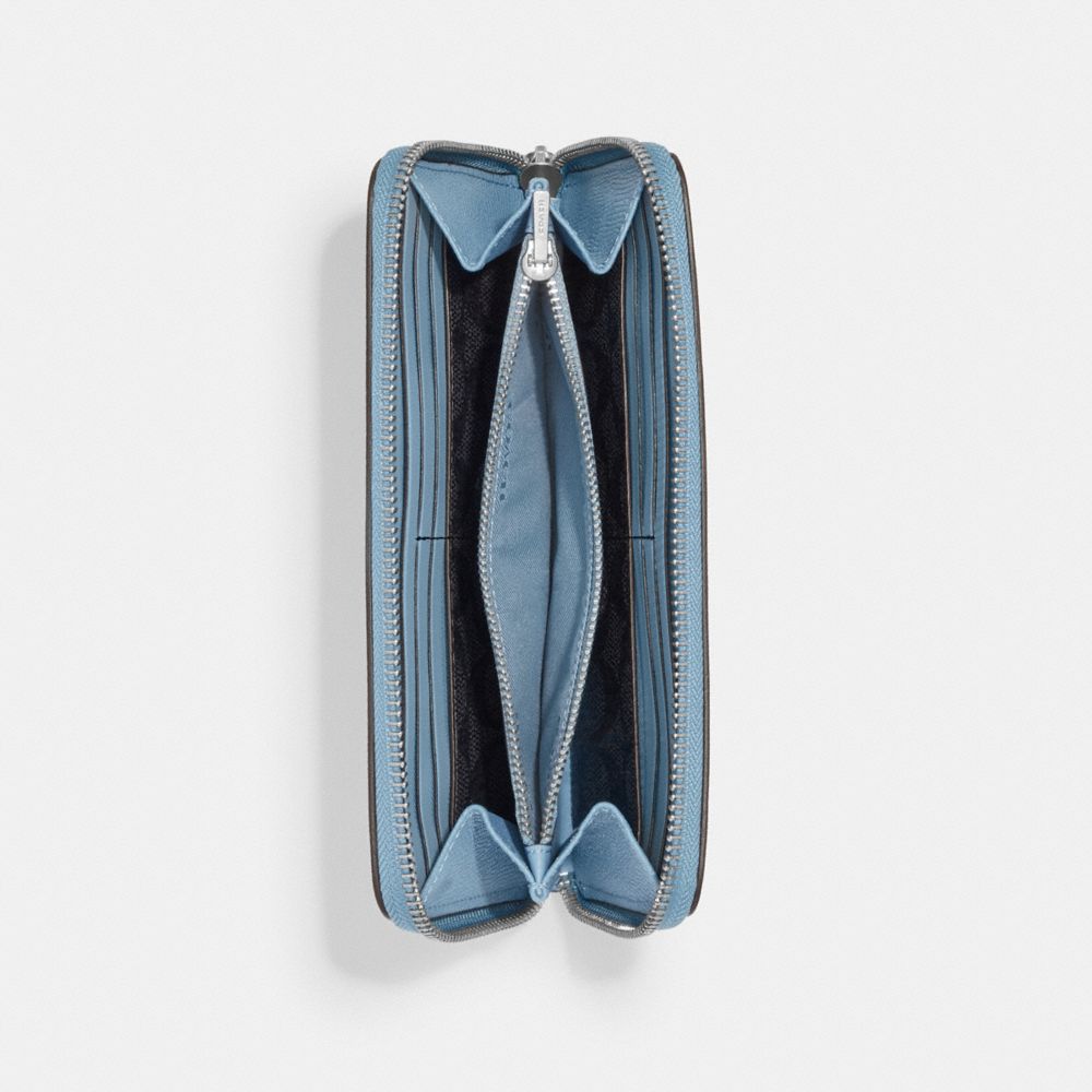 COACH®,Accordion Wallet With Signature Canvas Interior,Canvas,Leather,Bi Fold,Logo,Casual,Blue,Inside View,Top View