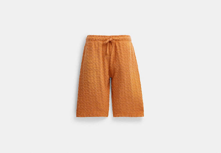 COACH®,SHORT DÉLAVÉ PAR LE SOLEIL,Coton/polyester,Soleil orange,Front View