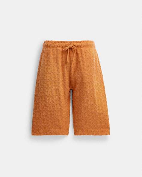COACH®,SHORT DÉLAVÉ PAR LE SOLEIL,Coton/polyester,Soleil orange,Front View