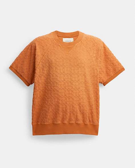 COACH®,SWEAT EXCLUSIF EFFET DÉLAVÉ PAR LE SOLEIL,Coton/polyester,Soleil orange,Front View