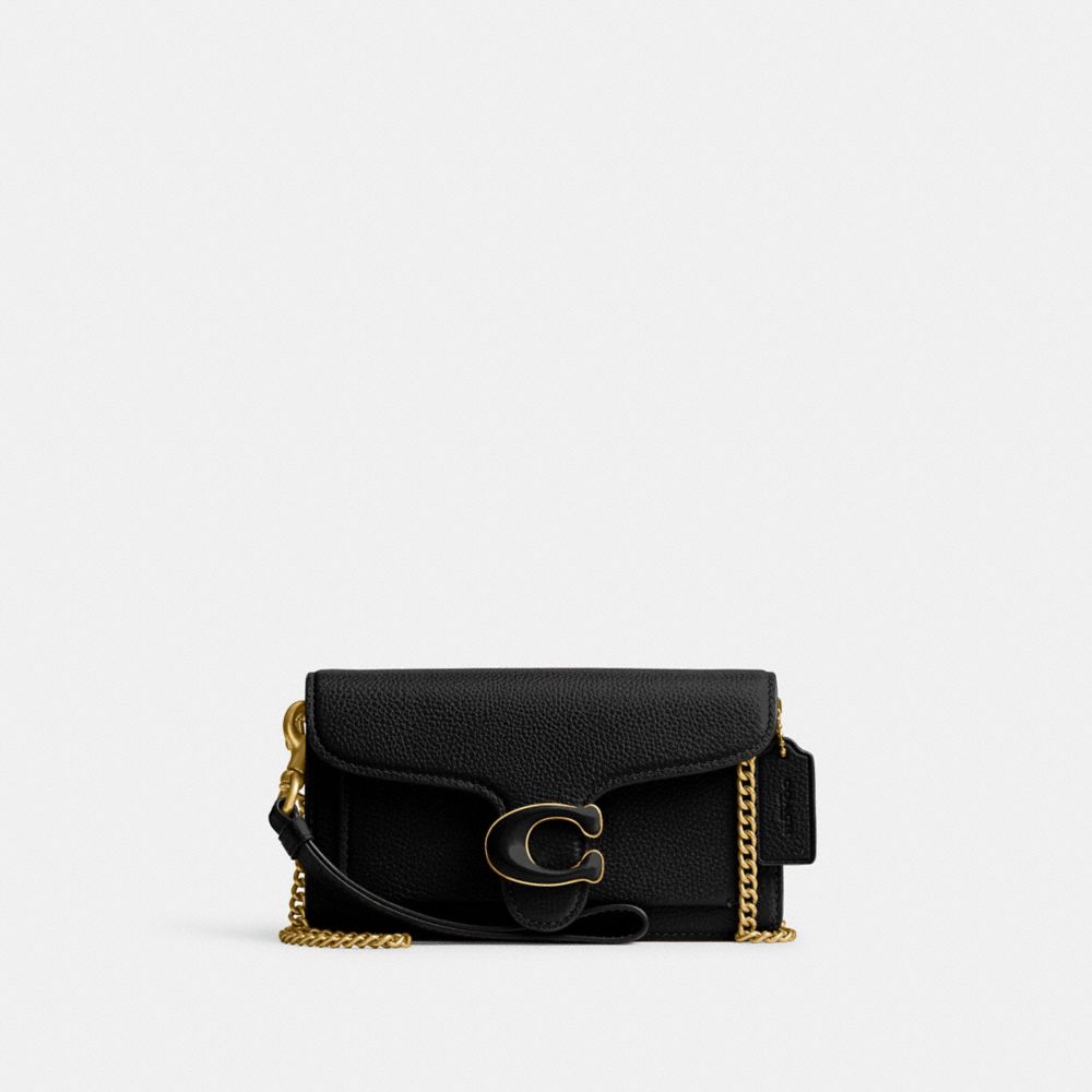 COACH®,TABBY CROSSBODY WRISTLET,Refined Pebble Leather,Mini,Brass/Black,Front View