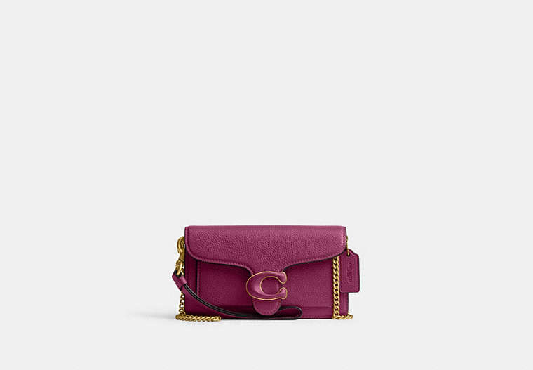 COACH®,TABBY CROSSBODY WRISTLET,Polished Pebble Leather,Brass/Deep Plum,Front View
