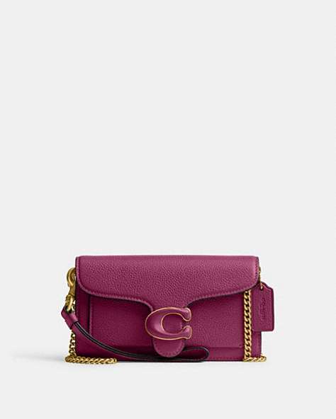 COACH®,TABBY CROSSBODY WRISTLET,Polished Pebble Leather,Brass/Deep Plum,Front View