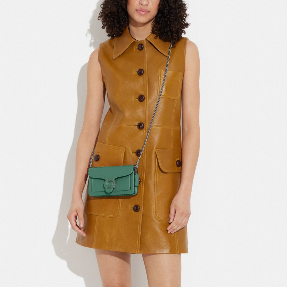 COACH®,Tabby Crossbody Wristlet,Leather,Crossbody,Wristlet,Logo,Gusset,Gunmetal,Casual,,Detail View