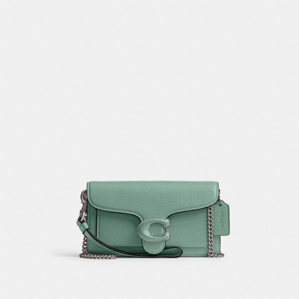 COACH®,TABBY CROSSBODY WRISTLET,Refined Pebble Leather,Mini,Lh/Aquamarine,Front View