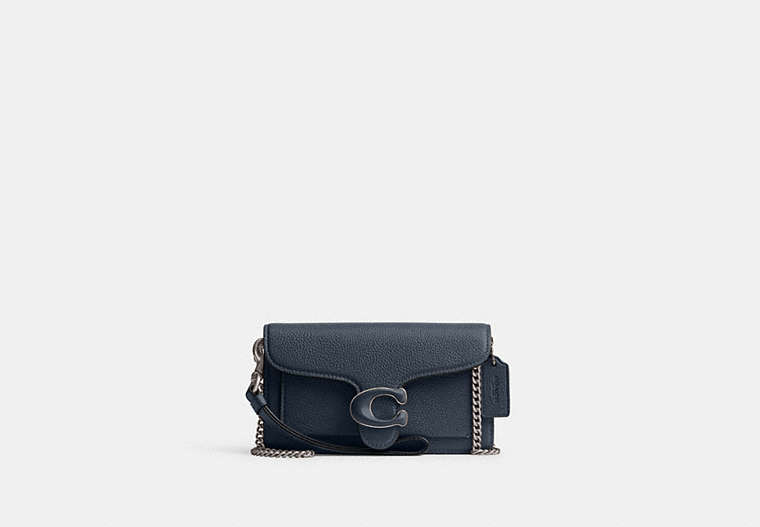 COACH®,TABBY CROSSBODY WRISTLET,Polished Pebble Leather,Silver/Denim,Front View