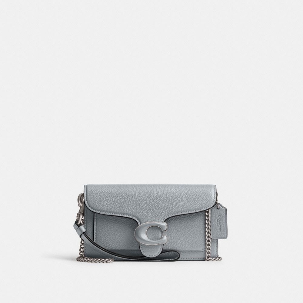 COACH®,TABBY CROSSBODY WRISTLET,Refined Pebble Leather,Mini,Silver/Grey Blue,Front View