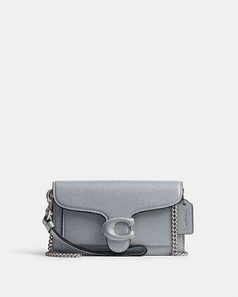 COACH®,TABBY CROSSBODY WRISTLET,Refined Pebble Leather,Mini,Silver/Grey Blue,Front View