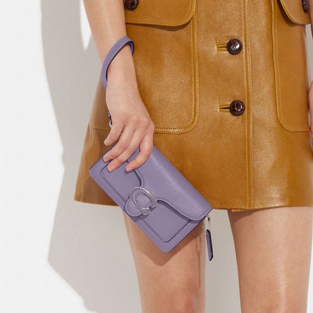 COACH®,Tabby Crossbody Wristlet,Leather,Crossbody,Wristlet,Logo,Gusset,Gunmetal,Casual,,Detail View