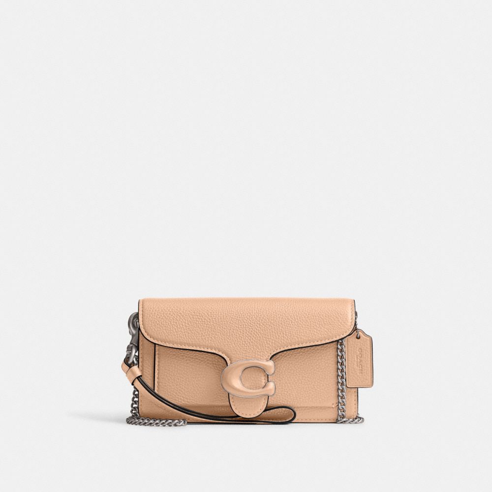 COACH®,TABBY CROSSBODY WRISTLET,Refined Pebble Leather,Mini,Silver/Buff,Front View image number 0