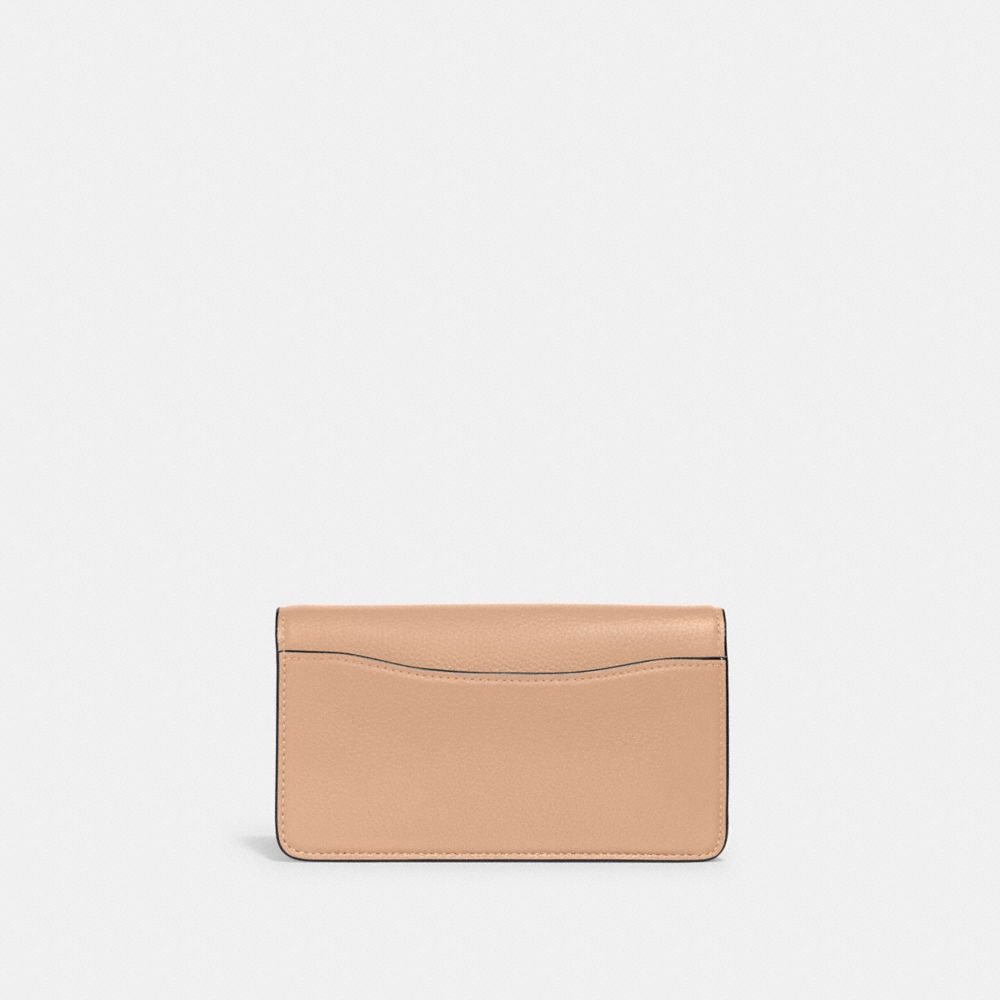 COACH®,Tabby Crossbody Wristlet,Leather,Crossbody,Wristlet,Logo,Gusset,Gunmetal,Casual,Beige,Back View
