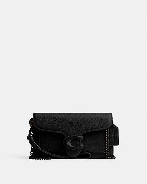COACH®,TABBY CROSSBODY WRISTLET,Polished Pebble Leather,Pewter/Black,Front View