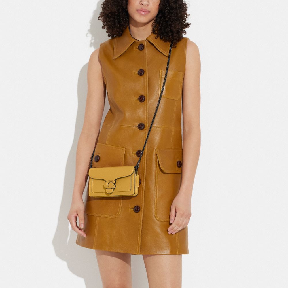 COACH®,Tabby Crossbody Wristlet,Leather,Crossbody,Wristlet,Logo,Gusset,Gunmetal,Casual,,Detail View