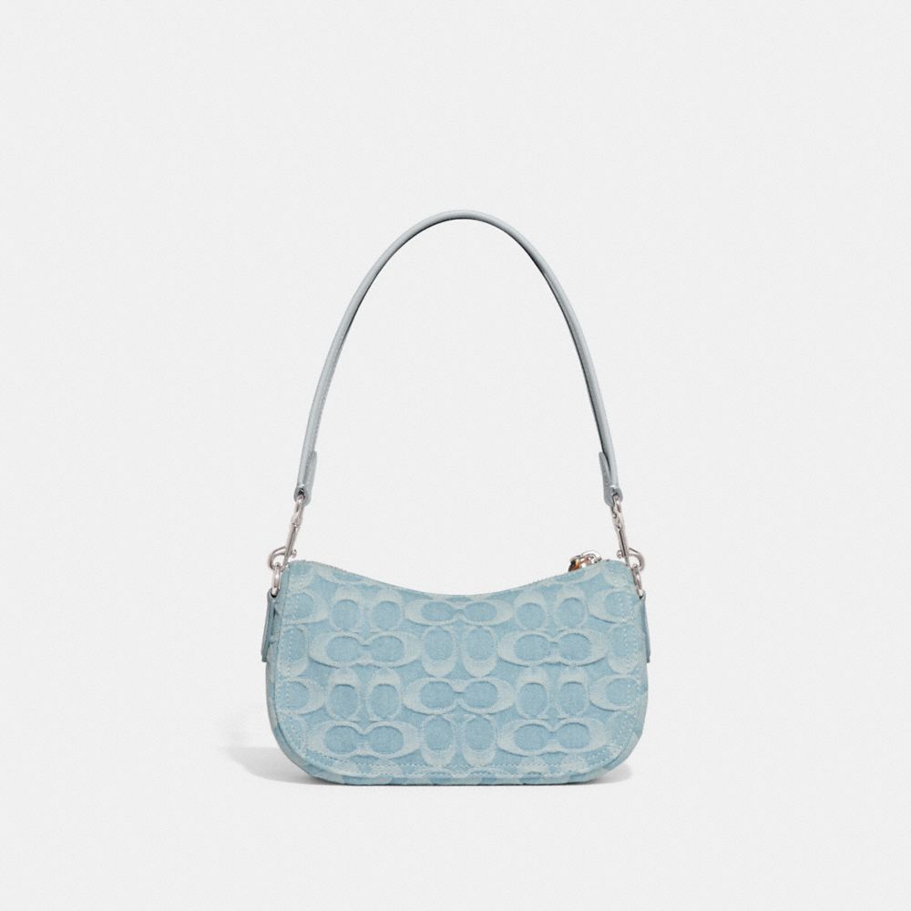 COACH®,Swinger Bag 20 In Signature Denim,,Back View