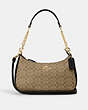 COACH®,TERI SHOULDER BAG IN SIGNATURE CANVAS,pvc,Medium,Gold/Khaki/Black,Front View