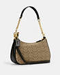 COACH®,TERI SHOULDER BAG IN SIGNATURE CANVAS,pvc,Medium,Gold/Khaki/Black,Angle View