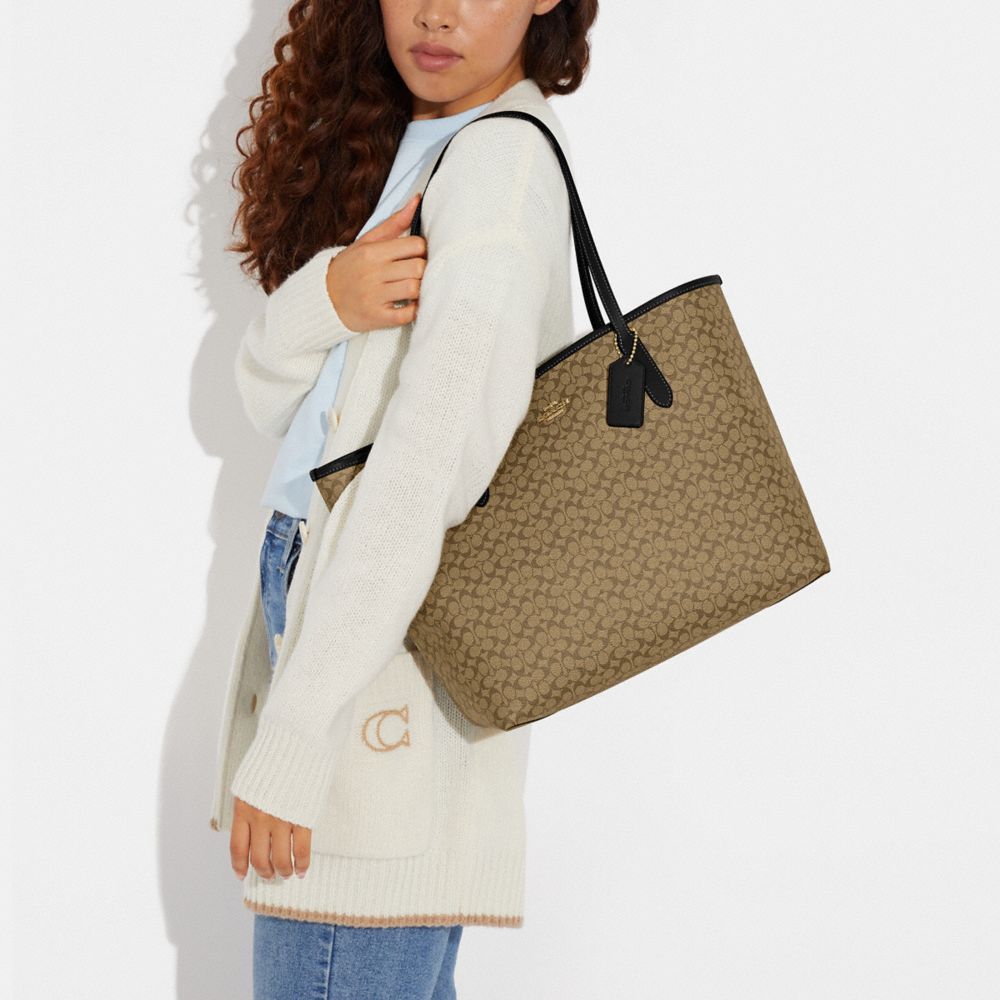 COACH®  City Tote With Leopard Print And Signature Canvas Interior