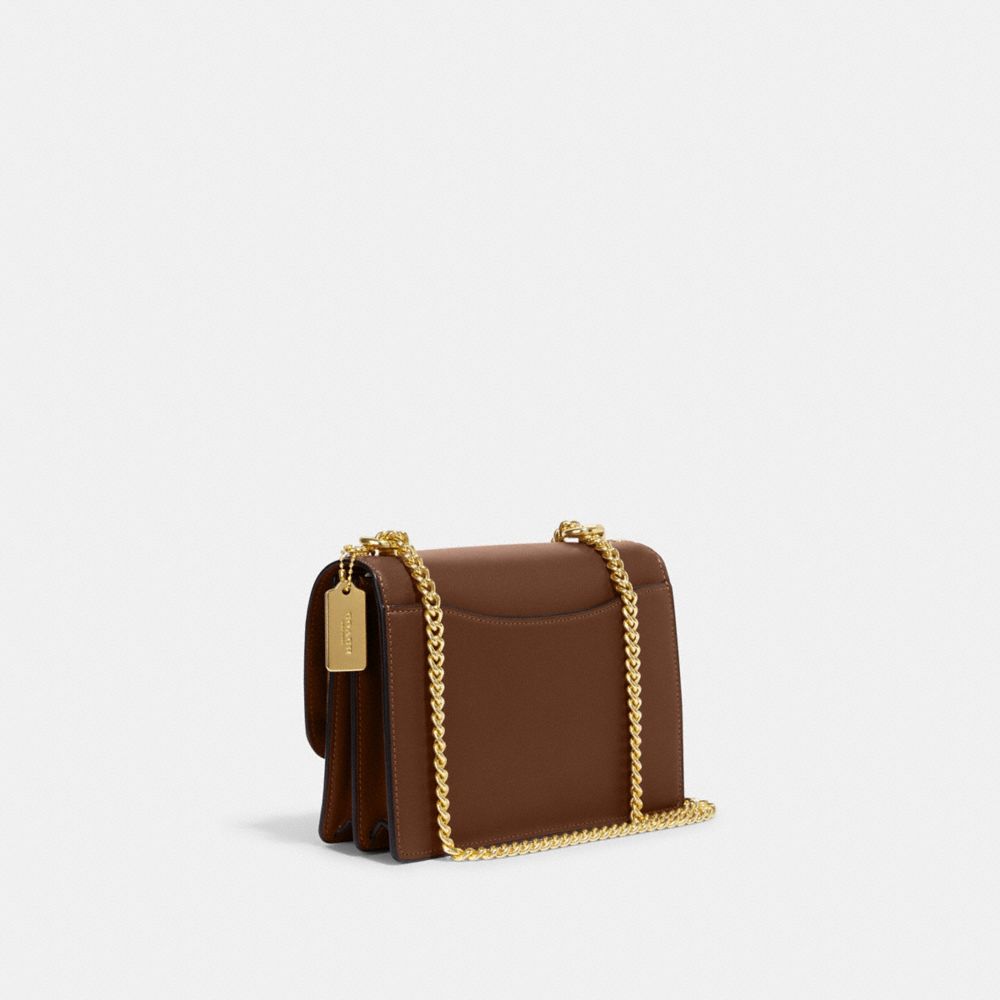 COACH®,Klare Crossbody Bag In Micro Signature Canvas,Leather,Canvas,Crossbody,PVC,Color Block,Logo,Gusset,Gold Metal,Day P...,Brown,Angle View
